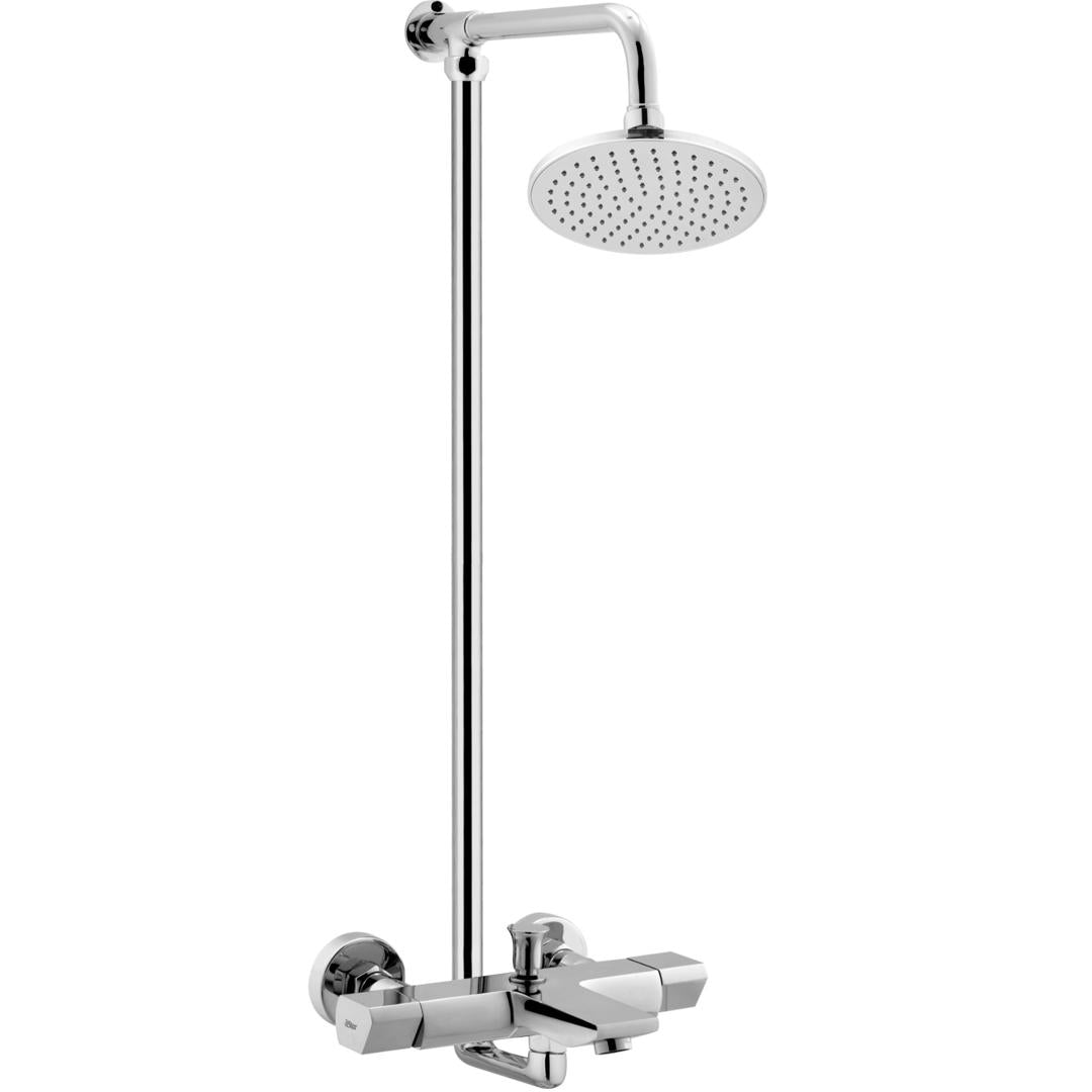 QUAD Complete-Set 8-Pcs includes bath Mixer(4th-rod, T-arm+ jet Shower)1Pcs, Basin Mixer:1Pcs, Double Bib-Cock:1Pcs, Muslim Shower with Chain:1.20mtr 1Pcs , T-Cocks:3Pcs, Basin waste:1Pcs(QD-0)