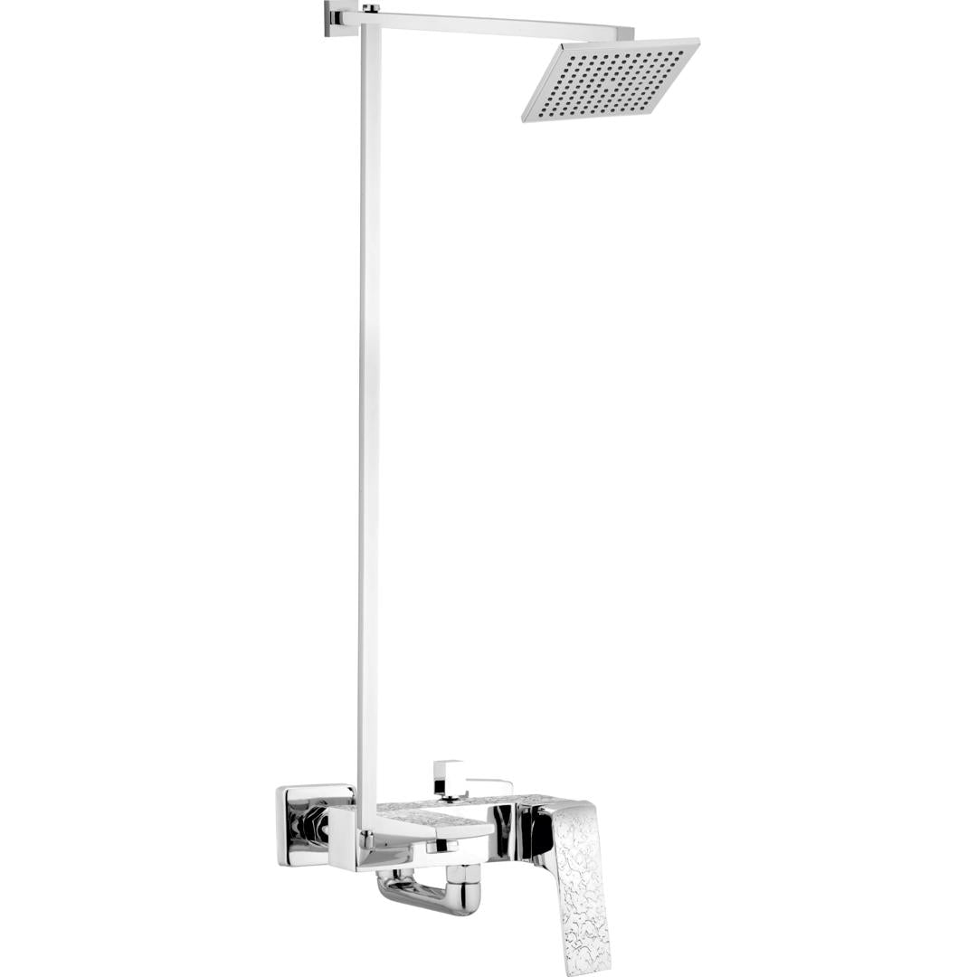 MEDUSA Square Complete-Set 8-Pcs includes Bath Mixer(4th-rod, T-arm+ jet Shower)1Pcs,  Basin Mixer:1Pcs,  T-Cocks:3Pcs,Double Bib-Cock:1Pcs,Muslim Shower with Chain:1.20mtr 1PcsBasin waste:1Pcs