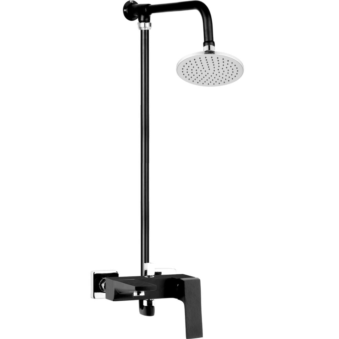 Matt-Black MEDUSA Circle Complete-Set 8-Pcs includes Bath Mixer(4th-rod, T-arm+ jet Shower)1Pcs,  Basin Mixer:1Pcs,  T-Cocks:3Pcs,Double Bib-Cock:1Pcs,Muslim Shower with Chain:1.20mtr 1PcsBasin waste:1Pcs
