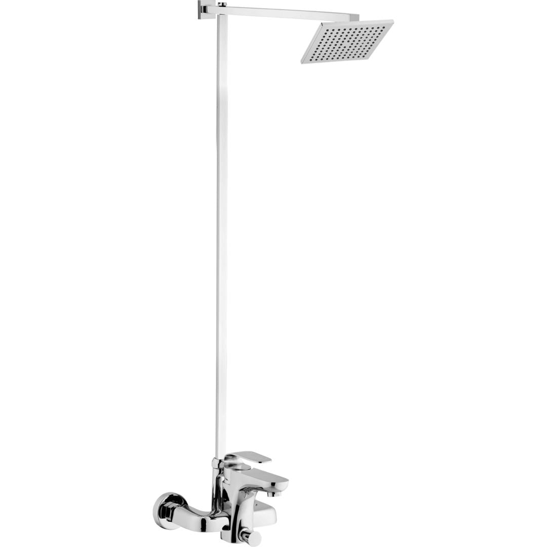 CURVE Complete-Set 8-Pcs includes Bath Mixer(4th-rod, T-arm+ jet Shower)1Pcs,  Basin Mixer:1Pcs,  T-Cocks:3Pcs,Double Bib-Cock:1Pcs,Muslim Shower with Chain:1.20mtr 1Pc Basin waste:1Pcs(CE-0)